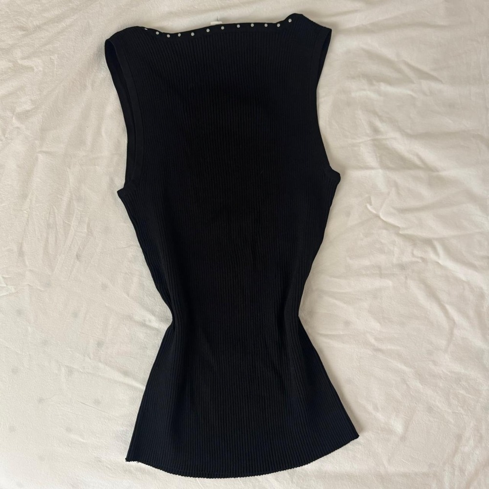 Deadstock Y2K Black halter top with beaded neckline - Picture 5 of 6